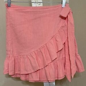 SALMON PINK RUFFLE WRAP SKIRT SZ SMALL